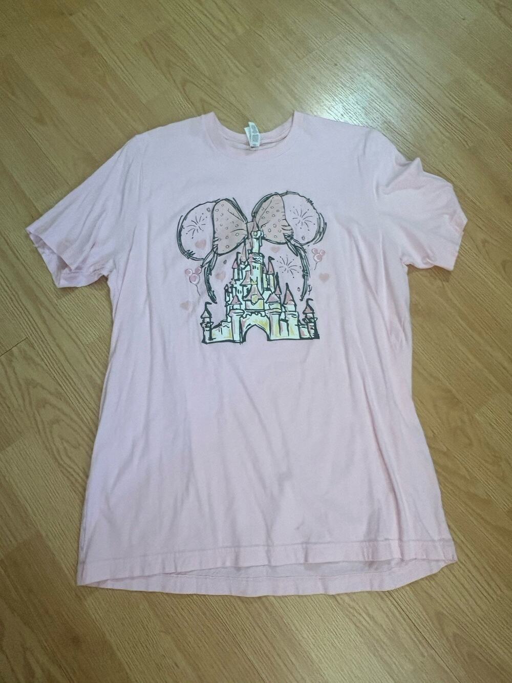 Pink Bella Canvas Disney Cinderella Castle Tshirt. XL